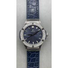 Classic Fusion 33mm SS 1:1 Best Edition Blue Dial Diamonds Bezel On Gummy Strap Swiss