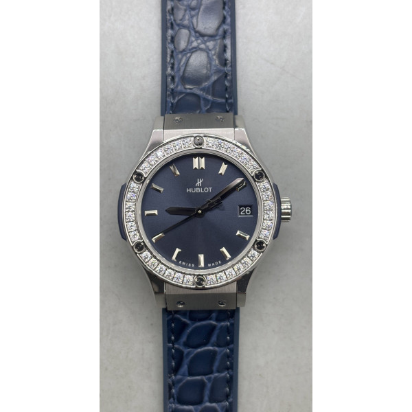 Classic Fusion 33mm SS 1:1 Best Edition Blue Dial Diamonds Bezel On Gummy Strap Swiss Classic Fusion 33mm SS 1:1 Best Edition Blue Dial Diamonds Bezel On Gummy Strap Swiss