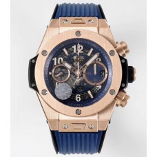 Hublot Big Bang Unico RG 1:1 Best Edition Blue Skeleton Dial Blue Rubber Strap A1280 ZF 