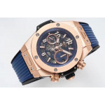 Hublot Big Bang Unico RG 1:1 Best Edition Blue Skeleton Dial Blue Rubber Strap A1280 ZF 