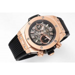 Hublot Big Bang Unico RG 1:1 Best Edition Blue Skeleton Dial Black Rubber Strap A1280 ZF