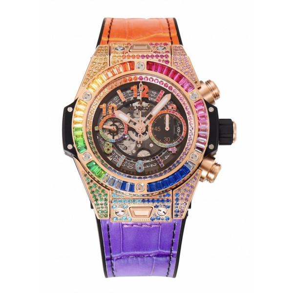 Big Bang Unico Rainbow King RG 45mm 1:1 Best Edition Rainbow Gummy Strap A1280 ZF