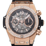 Hublot Big Bang Unico RG Diamonds Bezel 1:1 Best Edition Skeleton Dial Black Rubber Strap A1280 ZF