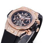 Hublot Big Bang Unico RG Full Diamonds 1:1 Best Edition Skeleton Dial Black Rubber Strap A1280 ZF