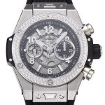 Hublot Big Bang Unico Titanium Diamonds Bezel 1:1 Best Edition Skeleton Dial Black Rubber Strap A1280 ZF