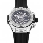 Hublot Big Bang Unico Titanium Diamonds Bezel 1:1 Best Edition Skeleton Dial Black Rubber Strap A1280 ZF