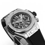 Hublot Big Bang Unico Titanium Diamonds Bezel 1:1 Best Edition Skeleton Dial Black Rubber Strap A1280 ZF