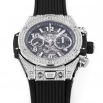 Hublot Big Bang Unico Titanium Full Diamonds 1:1 Best Edition Skeleton Dial Black Rubber Strap A1280 ZF