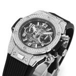 Hublot Big Bang Unico Titanium Full Diamonds 1:1 Best Edition Skeleton Dial Black Rubber Strap A1280 ZF