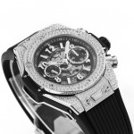 Hublot Big Bang Unico Titanium Full Diamonds 1:1 Best Edition Skeleton Dial Black Rubber Strap A1280 ZF