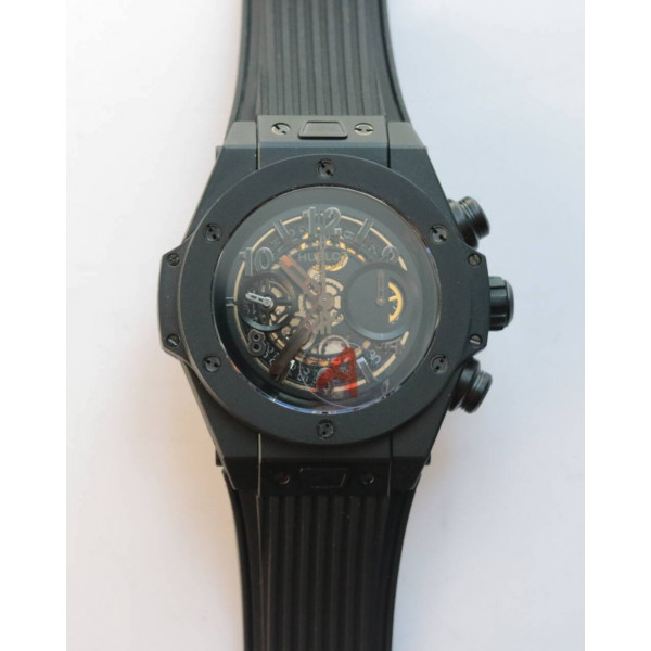 Big Bang Unico Black Ceramic 1:1 Best Edition Black Skeleton Dial on Black Rubber Strap A1242 HBF