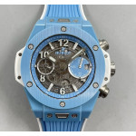 Hublot Big Bang Unico Blue/White Ceramic 1:1 Best Edition Skeleton Dial on Blue/White Rubber Strap BBF A1280