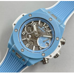 Hublot Big Bang Unico Blue/White Ceramic 1:1 Best Edition Skeleton Dial on Blue/White Rubber Strap BBF A1280