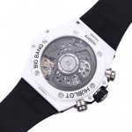 Hublot Big Bang Unico 42mm Real White Ceramic 1:1 Best Edition Black Skeleton Dial on white Rubber Strap BBF A1280