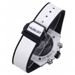 Hublot Big Bang Unico 42mm Real White Ceramic 1:1 Best Edition Black Skeleton Dial on white Rubber Strap BBF A1280