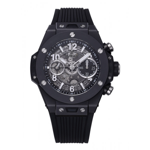 Hublot Big Bang Unico 42mm Real Black Ceramic 1:1 Best Edition Black Skeleton Dial on Black Rubber Strap BBF A1280