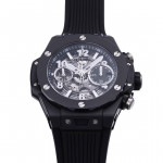 Hublot Big Bang Unico 42mm Real Black Ceramic 1:1 Best Edition Black Skeleton Dial on Black Rubber Strap BBF A1280