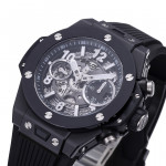 Hublot Big Bang Unico 42mm Real Black Ceramic 1:1 Best Edition Black Skeleton Dial on Black Rubber Strap BBF A1280