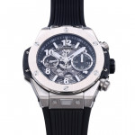 Hublot Big Bang Unico 42mm Titanium 1:1 Best Edition Black Skeleton Dial on Black Rubber Strap BBF A1280