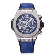 Hublot Big Bang Unico 42mm Titanium 1:1 Best Edition Blue Skeleton Dial on Blue Rubber Strap BBF A1280