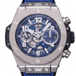 Hublot Big Bang Unico 42mm Titanium 1:1 Best Edition Blue Skeleton Dial on Blue Rubber Strap BBF A1280