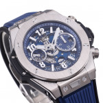 Hublot Big Bang Unico 42mm Titanium 1:1 Best Edition Blue Skeleton Dial on Blue Rubber Strap BBF A1280