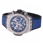 Hublot Big Bang Unico 42mm Titanium 1:1 Best Edition Blue Skeleton Dial on Blue Rubber Strap BBF A1280