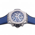 Hublot Big Bang Unico 42mm Titanium 1:1 Best Edition Blue Skeleton Dial on Blue Rubber Strap BBF A1280