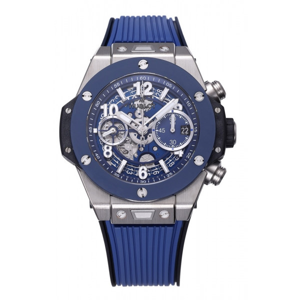 Hublot Big Bang Unico 42mm Titanium/Ceramic Bezel 1:1 Best Edition Blue Skeleton Dial on Blue Rubber Strap BBF A1280