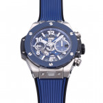 Hublot Big Bang Unico 42mm Titanium/Ceramic Bezel 1:1 Best Edition Blue Skeleton Dial on Blue Rubber Strap BBF A1280