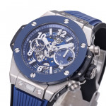 Hublot Big Bang Unico 42mm Titanium/Ceramic Bezel 1:1 Best Edition Blue Skeleton Dial on Blue Rubber Strap BBF A1280