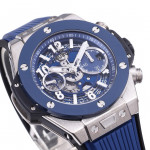 Hublot Big Bang Unico 42mm Titanium/Ceramic Bezel 1:1 Best Edition Blue Skeleton Dial on Blue Rubber Strap BBF A1280