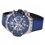 Hublot Big Bang Unico 42mm Titanium/Ceramic Bezel 1:1 Best Edition Blue Skeleton Dial on Blue Rubber Strap BBF A1280