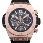 Hublot Big Bang Unico 42mm RG 1:1 Best Edition Black Skeleton Dial on Black Rubber Strap BBF A1280