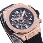 Hublot Big Bang Unico 42mm RG 1:1 Best Edition Black Skeleton Dial on Black Rubber Strap BBF A1280