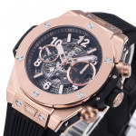 Hublot Big Bang Unico 42mm RG 1:1 Best Edition Black Skeleton Dial on Black Rubber Strap BBF A1280