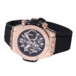 Hublot Big Bang Unico 42mm RG 1:1 Best Edition Black Skeleton Dial on Black Rubber Strap BBF A1280