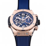 Hublot Big Bang Unico 42mm RG 1:1 Best Edition Blue Skeleton Dial on Blue Rubber Strap BBF A1280