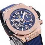 Hublot Big Bang Unico 42mm RG 1:1 Best Edition Blue Skeleton Dial on Blue Rubber Strap BBF A1280