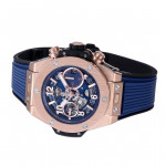 Hublot Big Bang Unico 42mm RG 1:1 Best Edition Blue Skeleton Dial on Blue Rubber Strap BBF A1280