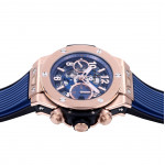 Hublot Big Bang Unico 42mm RG 1:1 Best Edition Blue Skeleton Dial on Blue Rubber Strap BBF A1280