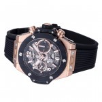 Hublot Big Bang Unico 42mm RG/Ceramic Bezel 1:1 Best Edition Black Skeleton Dial on Black Rubber Strap BBF A1280