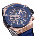 Hublot Big Bang Unico 42mm RG/Ceramic Bezel 1:1 Best Edition Blue Skeleton Dial on Blue Rubber Strap BBF A1280