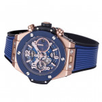 Hublot Big Bang Unico 42mm RG/Ceramic Bezel 1:1 Best Edition Blue Skeleton Dial on Blue Rubber Strap BBF A1280