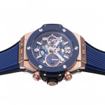 Hublot Big Bang Unico 42mm RG/Ceramic Bezel 1:1 Best Edition Blue Skeleton Dial on Blue Rubber Strap BBF A1280