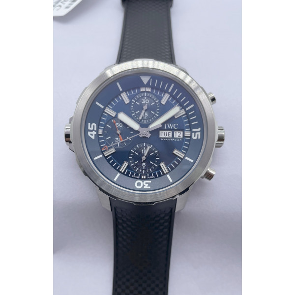 Aquatimer Chrono SS 1:1 Best Edition Blue Dial on Black Rubber Strap A7750 RSF