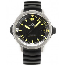 Aquatimer IW358002 SS 1:1 Best Edition Black Dial Yellow Sticks Markers on Black Rubber Strap V6SF A2824