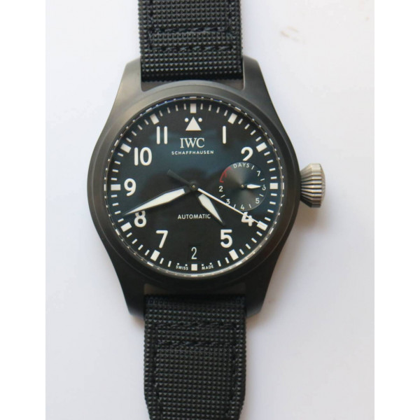 Big Pilot Real PR IW502001 Real Ceramic 1:1 Best Edition Black Dial on Black Calfskin Strap A51111 ZF v2 