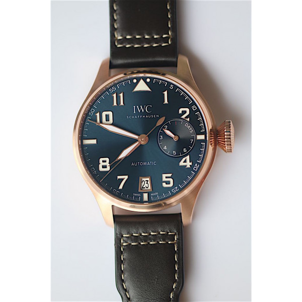 Big Pilot Real PR IW500909 "Le Petit Prince" RG Blue Dial 1:1 Best Edition on Brown Leather Strap A51111 ZF