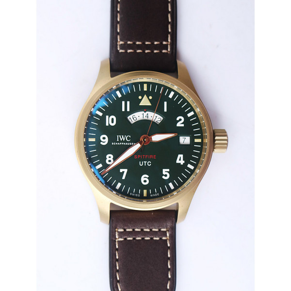 Pilot UTC Spitfire “MJ271” Bronze 1:1 Best Edition Green Dial on Brown Leather Strap A2836 ZF